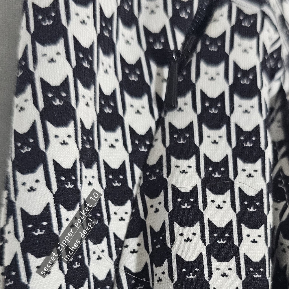 Betabrand Catstooth Dress Pant Yoga Pants L Short Petite NWOT Black White Cat - Picture 10 of 16